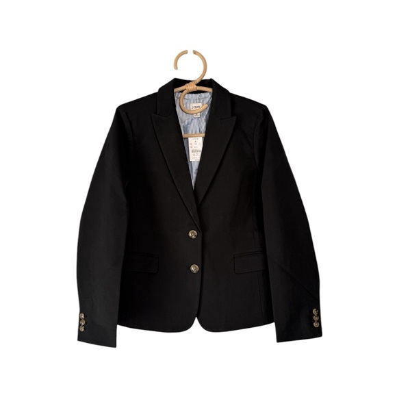 J.Crew Black Cotton‑Blend Two‑Button Blazer BP095 Gold Buttons NWT $198 Career - Picture 4 of 16